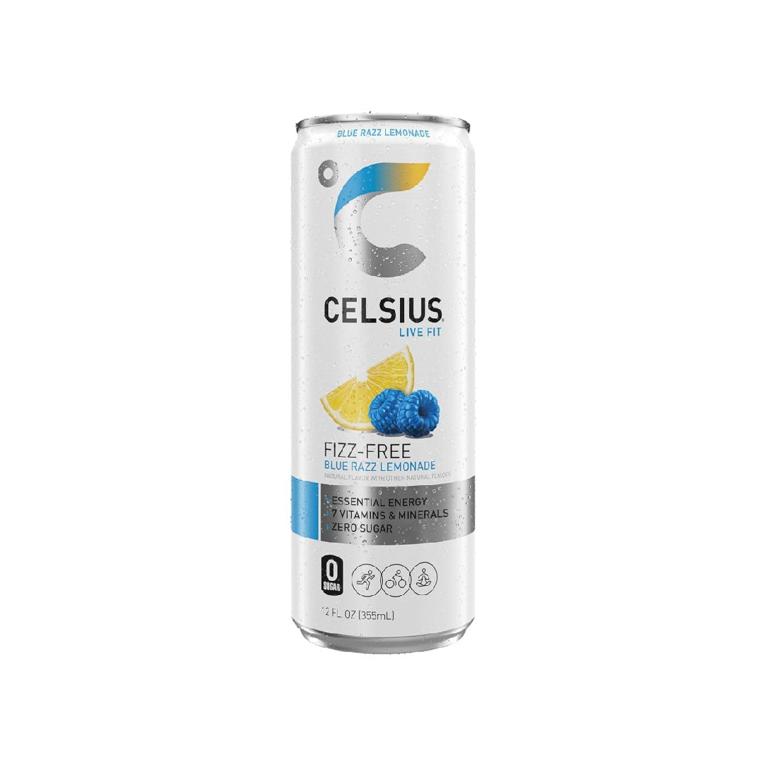 CELSIUS Fizz Free Blue Razz Lemonade, Sugar Free Energy Drink, 12 Fl Oz (Pack of 12)