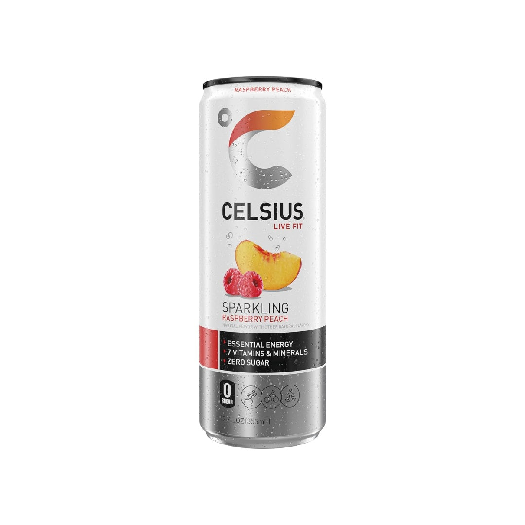 CELSIUS Sparkling Raspberry Peach, Sugar Free Energy Drink, 12 Fl Oz (Pack of 12)