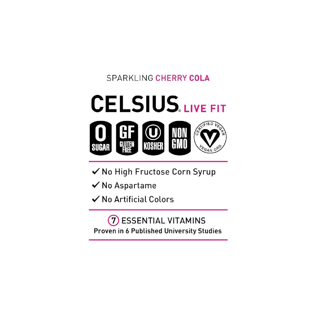 CELSIUS Sparkling Cherry Cola, Sugar Free Energy Drink, 12 Fl Oz (Pack of 12)