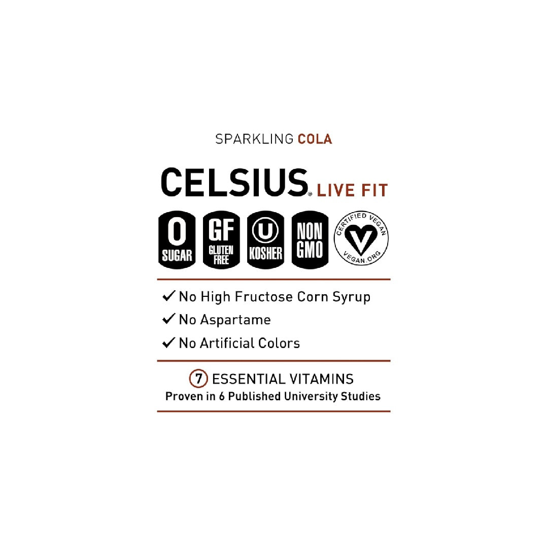 CELSIUS Sparkling Cola, Functional Essential Energy Drink 12 Fl Oz (Pack of 12)