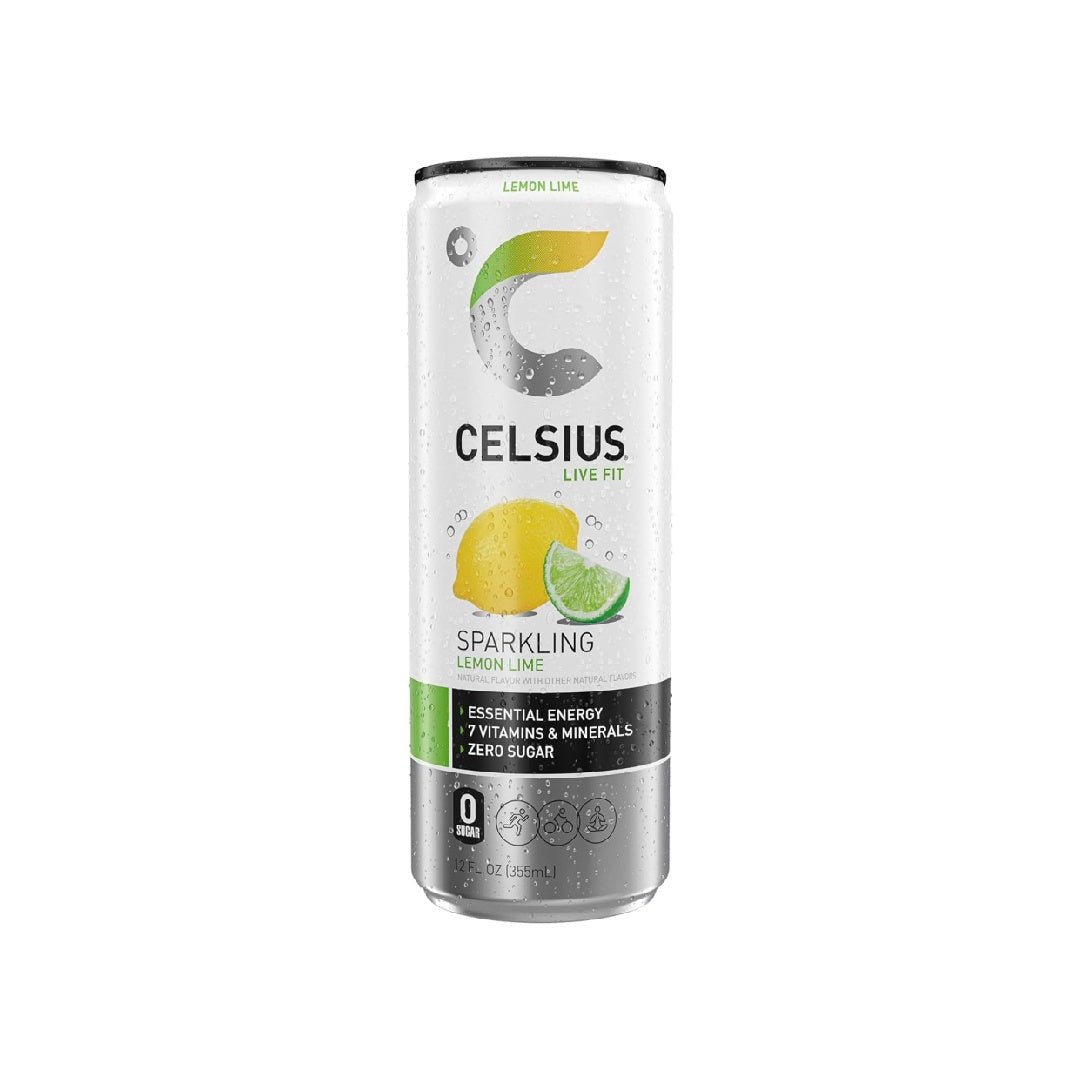 CELSIUS Sparkling Lemon Lime, Sugar Free Energy Drink, 12 Fl Oz (Pack of 12)
