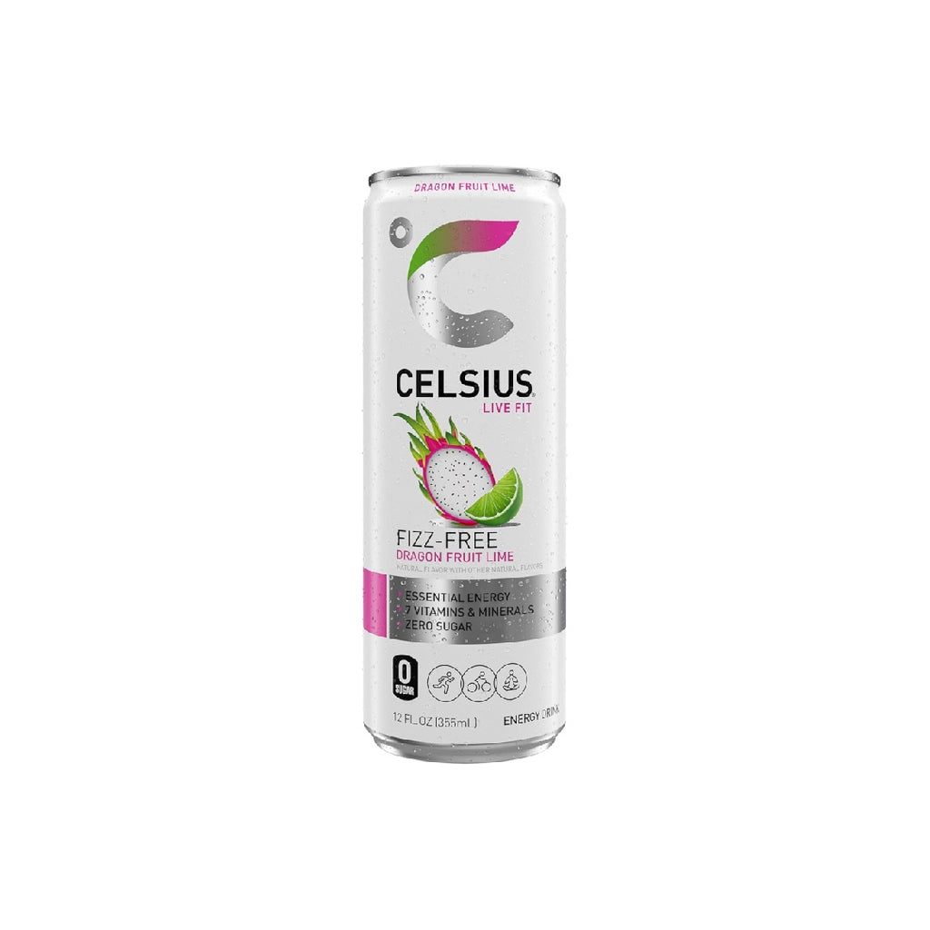 CELSIUS Fizz Free Dragon Fruit Lime, Sugar Free Energy Drink, 12 Fl Oz (Pack of 12)