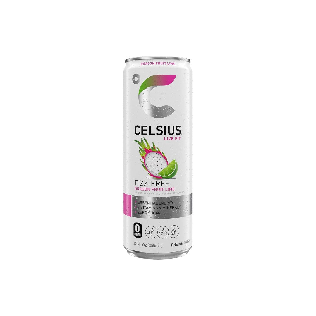 CELSIUS Fizz Free Dragon Fruit Lime, Sugar Free Energy Drink, 12 Fl Oz (Pack of 12)