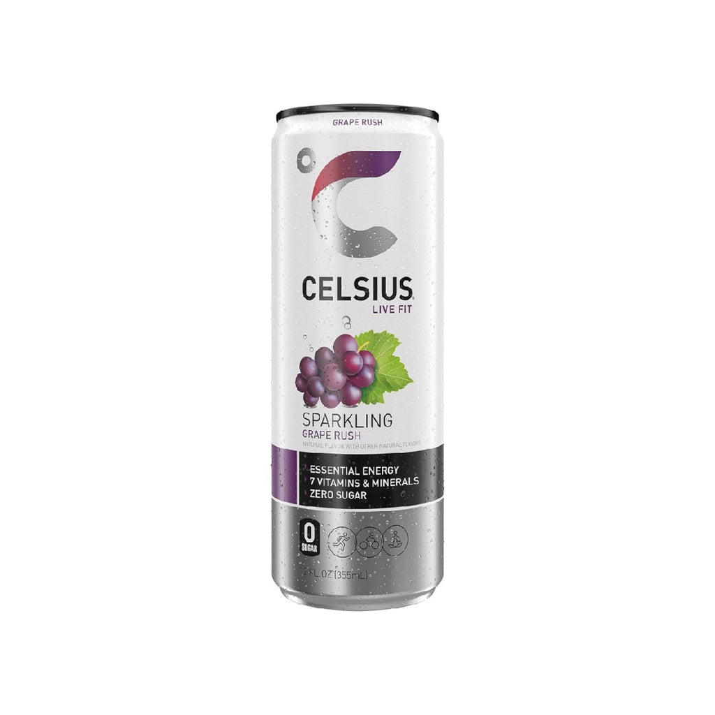 CELSIUS Sparkling Grape Rush, Functional Essential Energy Drink 12 Fl Oz (Pack of 12)