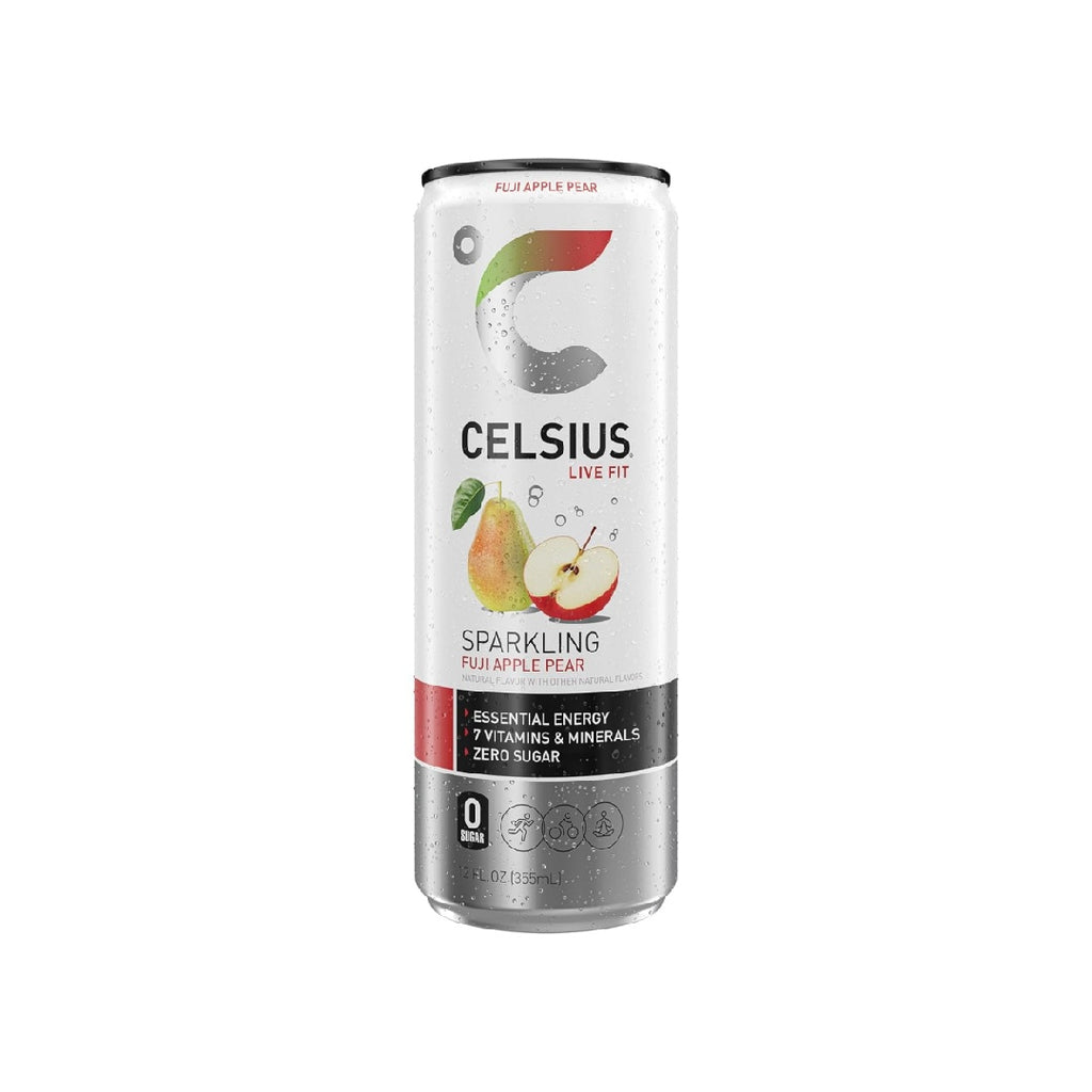 CELSIUS Sparkling Fuji Apple Pear, Functional Essential Energy Drink 12 Fl Oz (Pack of 12)