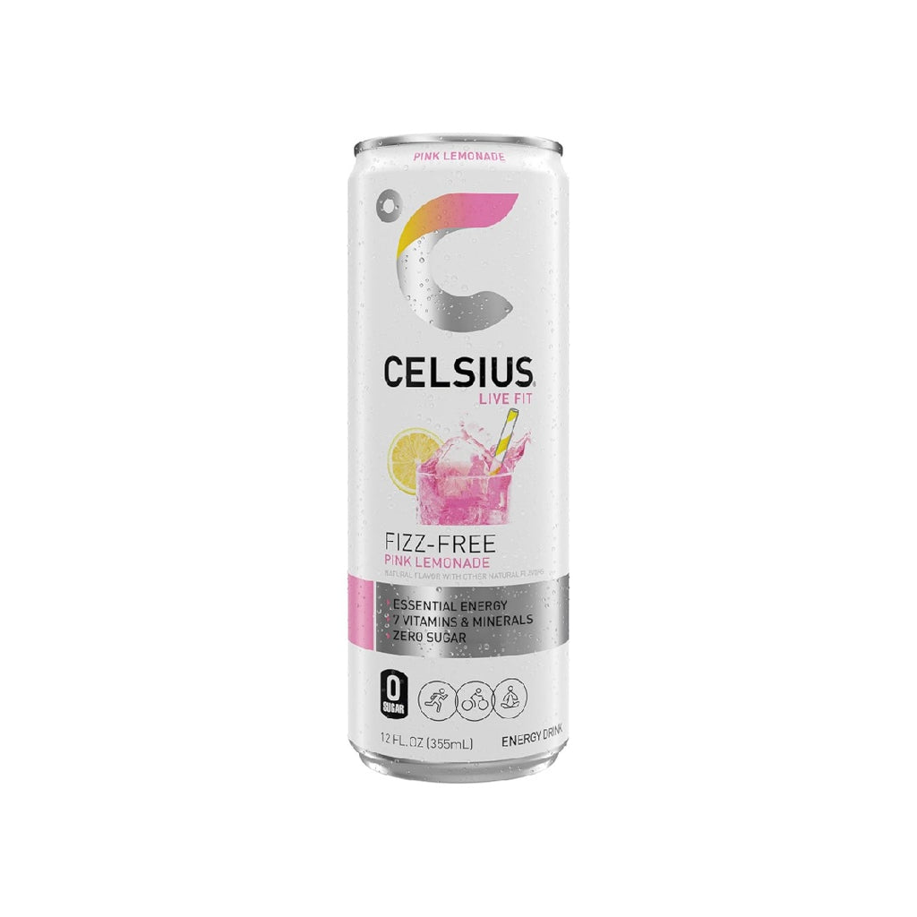 CELSIUS Fizz Free Pink Lemonade, Sugar Free Energy Drink, 12 Fl Oz (Pack of 12)