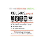 CELSIUS Peach Mango Green Tea, Functional Essential Energy Drink 12 Fl Oz (Pack of 12)