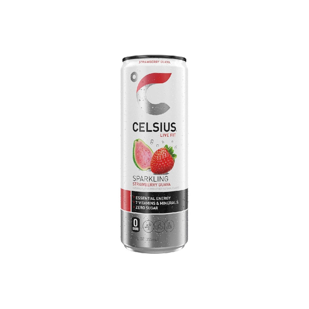 CELSIUS Sparkling Strawberry Guava, Functional Essential Energy Drink 12 Fl Oz (Pack of 12)