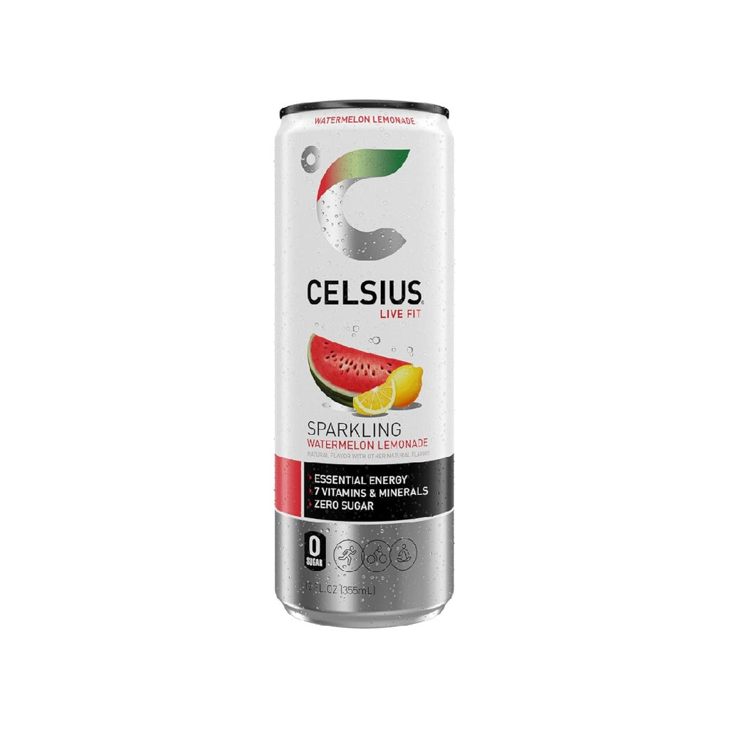 CELSIUS Sparkling Watermelon Lemonade, Sugar Free Energy Drink, 12 Fl Oz (Pack of 12)