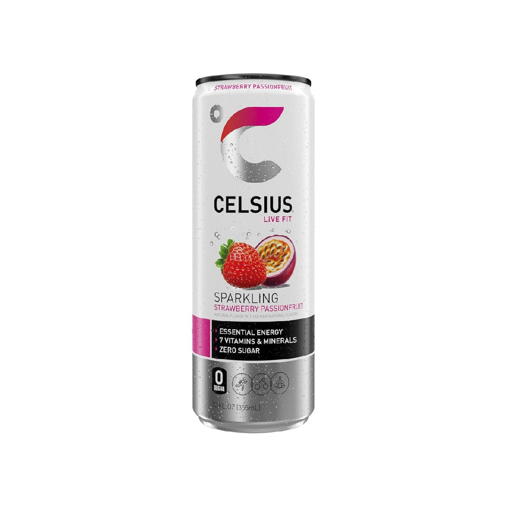 CELSIUS Sparkling Strawberry Passionfruit, Sugar Free Energy Drink, 12 Fl Oz (Pack of 12)
