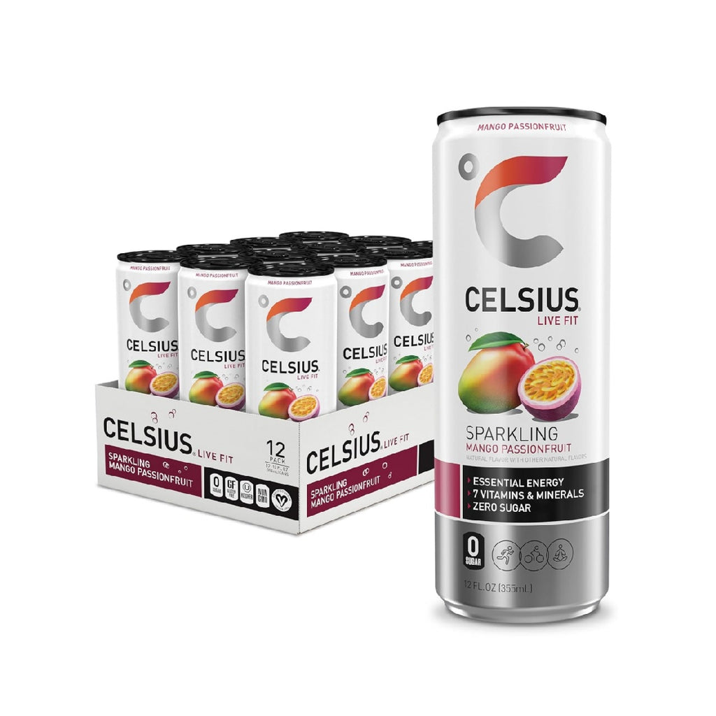 CELSIUS Sparkling Mango Passionfruit, Functional Essential Energy Drink 12 Fl Oz (Pack of 12)