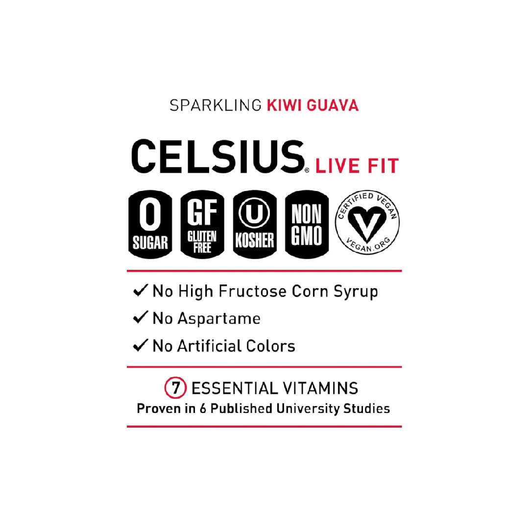 CELSIUS Sparkling Kiwi Guava, Functional Essential Energy Drink 12 Fl Oz (Pack of 12)