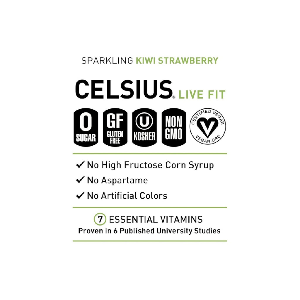 CELSIUS Sparkling Kiwi Strawberry, Sugar Free Energy Drink, 12 Fl Oz (Pack of 12)