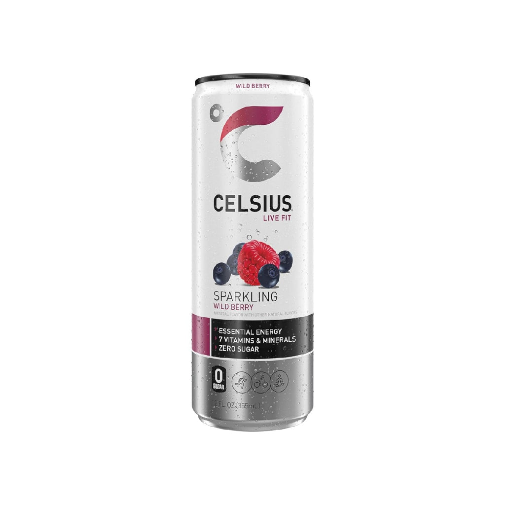 CELSIUS Sparkling Wild Berry, Functional Essential Energy Drink 12 Fl Oz (Pack of 12)