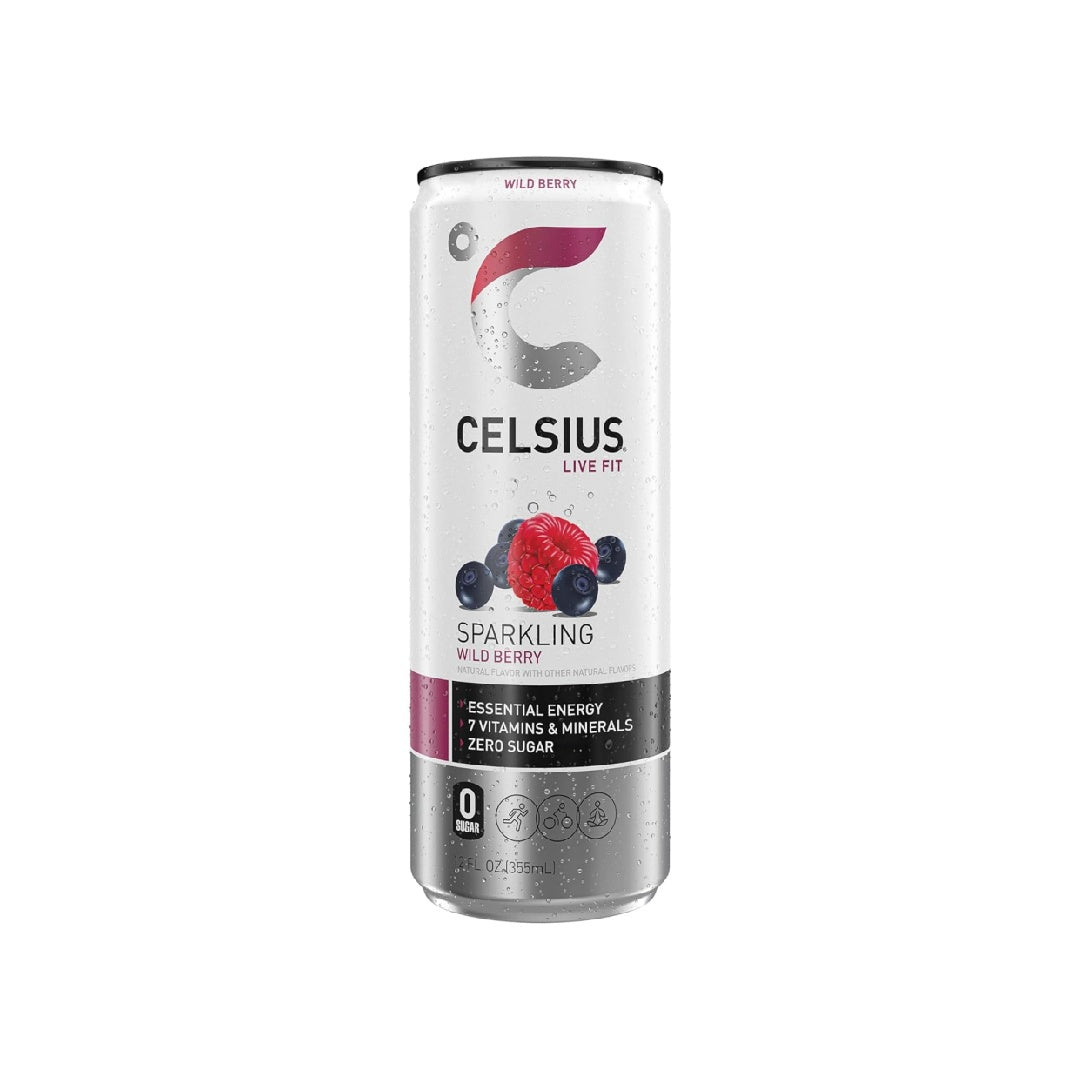 CELSIUS Sparkling Wild Berry, Functional Essential Energy Drink 12 Fl Oz (Pack of 12)