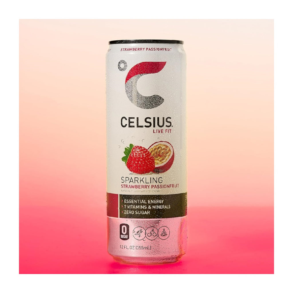 CELSIUS Sparkling Strawberry Passionfruit, Sugar Free Energy Drink, 12 Fl Oz (Pack of 12)