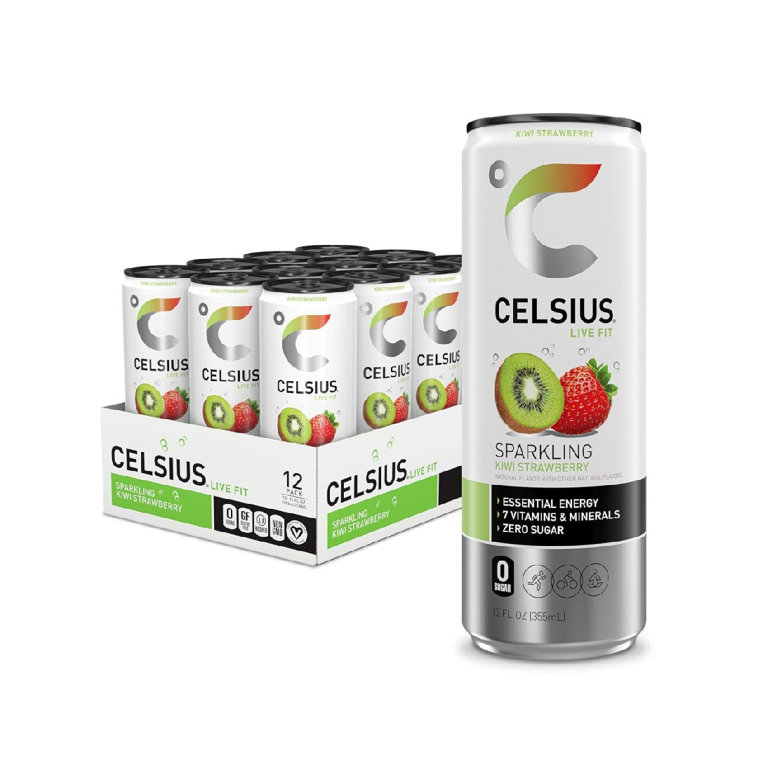 CELSIUS Sparkling Kiwi Strawberry, Sugar Free Energy Drink, 12 Fl Oz (Pack of 12)