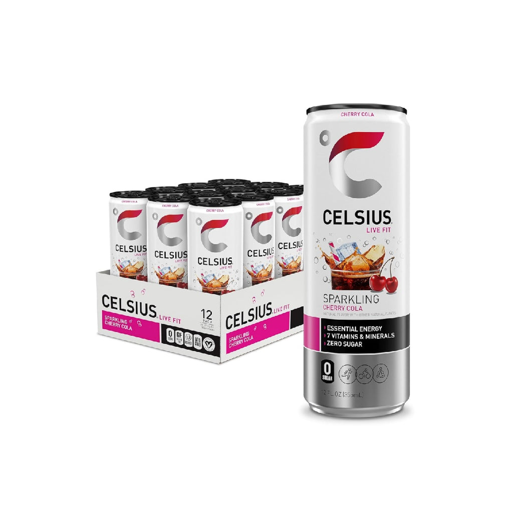 CELSIUS Sparkling Cherry Cola, Sugar Free Energy Drink, 12 Fl Oz (Pack of 12)