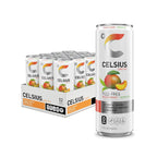 CELSIUS Peach Mango Green Tea, Functional Essential Energy Drink 12 Fl Oz (Pack of 12)